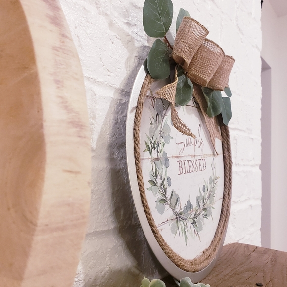 Simply Blessed farmhouse door wreath 12" - Picture 4 of 8